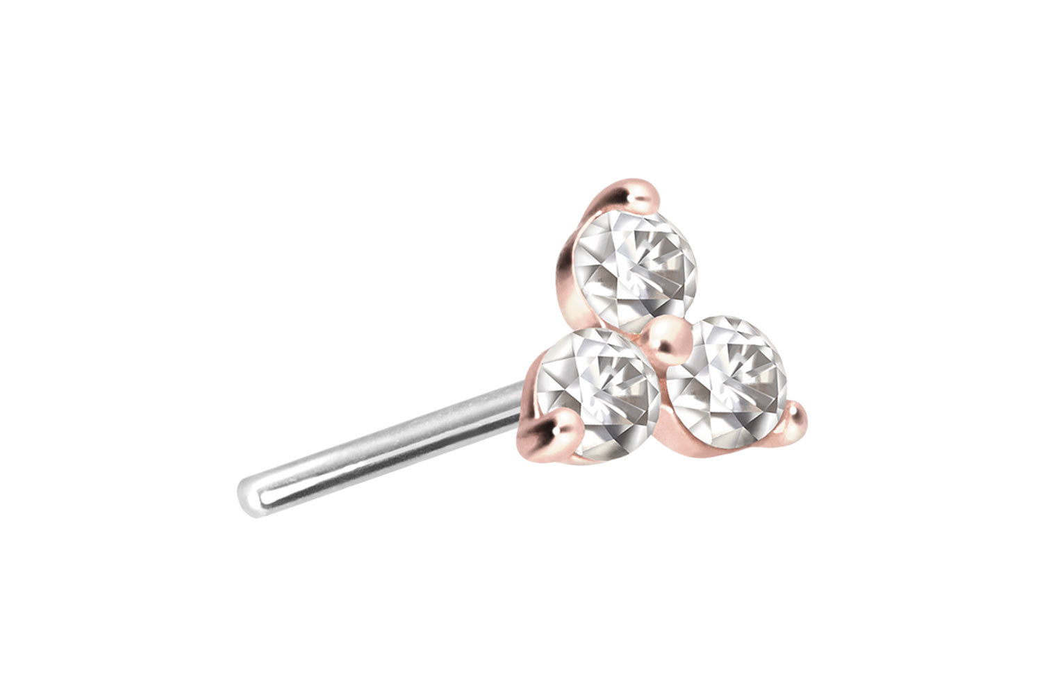 14 Karat Gold Aufsatz mit Titan Push Pin MOISSANIT-BLUME von Piercingline